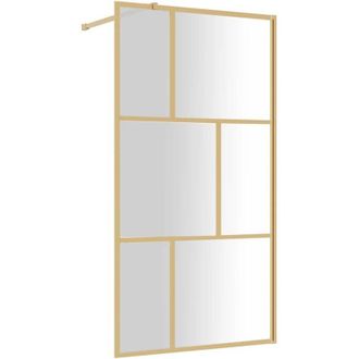 vidaXL Vidaxl - Mampara Puerta Ducha Vidrio Transparente Esg Dorado 100x195 Cm