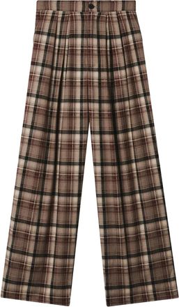 Tout à Coup plaid-check pleated trousers - women - Polyester/Viscose - M - Brown