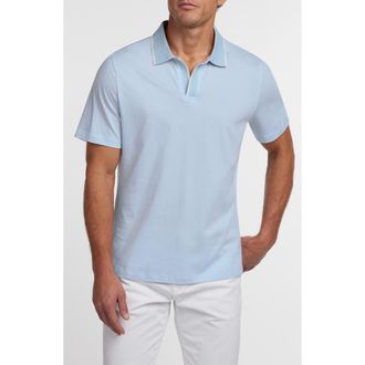 David Donahue Hemingway Cotton & Silk Polo in Sky at Nordstrom, Size Xx-Large