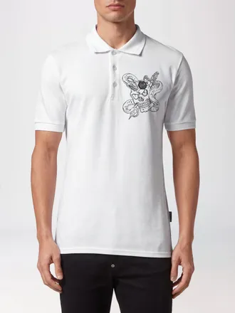 Philipp Plein Polo in cotone a maniche corte con stampa Monogram all-over