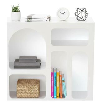 Dmora Dmora - Aparador Bellatrix, Buf&eacute; De Sal&oacute;n, Aparador De Sal&oacute;n, Despensa De Cocina, 80x35h74 Cm, Blanco, Con Embalaje Reforzado