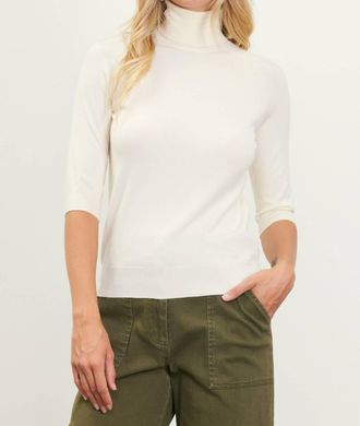 Skies Are Blue Clothing High Neck Sweater Top In Ivory