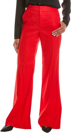 Alice & Olivia Alice + Olivia Dylan High-Rise Wide Linen-Blend Pant