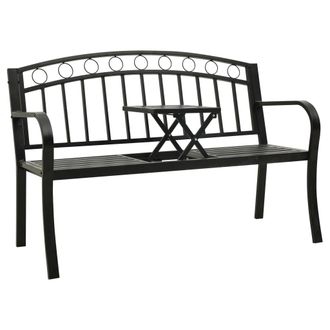 vidaXL Banco De Jard&iacute;n Con Mesa Acero Negro 120 Cm Vidaxl