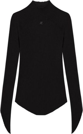 Courr&egrave;ges Circle Mockneck Sweater - Dames - Coltruien - Zwart - L - Polyester - Truien & Vesten