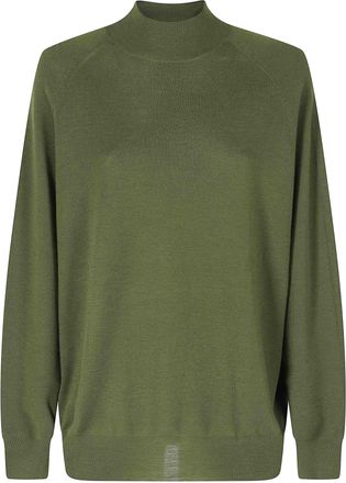 Aspesi Green Mod 3375 Relaxed-Fit High-Neck Merino Wool Sweater