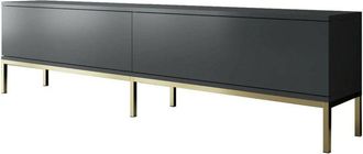 Dmora Dmora - Mueble De Televisi&oacute;n Dpetrell, Aparador De Sal&oacute;n, Mueble Bajo Para Tv, Base De Pared Equipada, 180x30h47 Cm, Antracita Y Negro