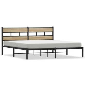 Berkfield Home Metal Bed Frame without Mattress Sonoma Oak 180x200 cm Super King in Brown