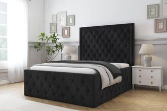 Comfort Beds Winchester Naples Bed Frame With Mattress-50 Upholstered in Black | Size: Single