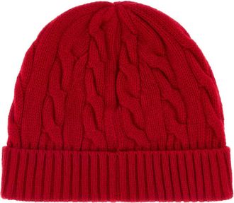 Polo Ralph Lauren SWEATER-HAT Wool Blend Cable-Knit Beanie - Red