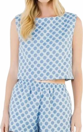 THML Clothing Polka Dot Relaxed Top In Blue