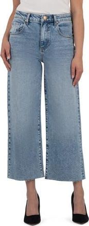Kut from the Kloth Gwen High Waist Raw Hem Crop Wide Leg Jeans in Acute at Nordstrom Rack, Size 12