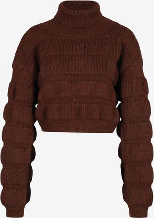 Saint Laurent Verkürzter Pullover in Stepp-Optik mit Rollkragen