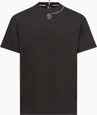 Moncler Mens Neck Branding T Shirt Black - Size: 38