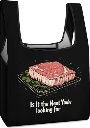Generic Is It Meat Youre Looking for Shopping Bag Reusable Grocery Tote Bag Foldable Handbag for Travel Picnic
