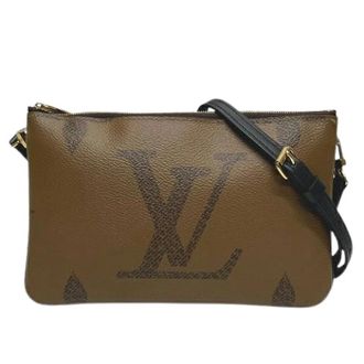 Louis Vuitton Pre-owned Cross Body Bags, female, Brown, Size: ONE SIZE Pre-owned Pochette Double Zip Monogram Giant Reverse Shoulder Bag