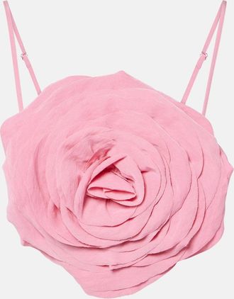 Blumarine Top cropped in gabardine con applicazione