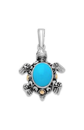 Samuel B. Sterling Silver & 18K Gold Turquoise Turtle Pendant in Blue at Nordstrom Rack
