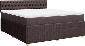 vidaXL Vidaxl - Cama Box Spring Con Colch&oacute;n Tela Marr&oacute;n Oscuro 200x200 Cm