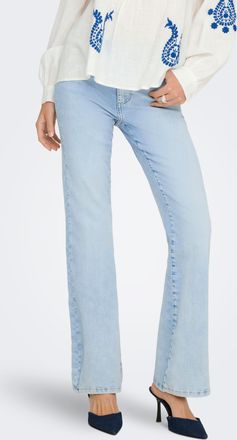 Only Bootcut-Jeans ONLY ONLWAUW HW FLARED DNM TAI221, Damen, Gr. XL, L&auml;nge 30, light blau bleached denim, Denim/Jeans, Obermaterial: 83% Baumwolle, 15% Pol