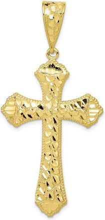 Diamond2Deal 10k Yellow Gold Diamond-cut Budded Cross Pendant