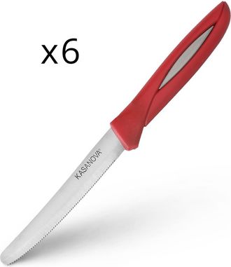 KASANOVA Set 6 coltelli bistecca manico rosso