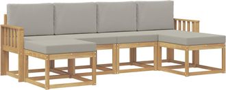 vidaXL Conjunto De Sof&aacute;s De Exterior 6 Uds. Blanco Y Gris Claro Vidaxl