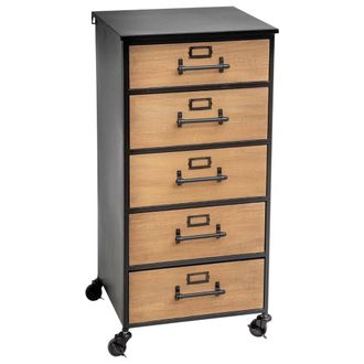 Atmosphera Cajonera Para Almacenar Archivos Con Una Decoraci&oacute;n Retro En Metal Y Maderal. 42 X P. 37 X H. 87,5 Cm - Negro