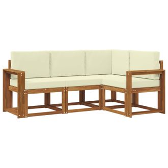 vidaXL Conjunto De Sof&aacute;s De Exterior Con Coj&iacute;n 4 Pcs Natural Y Crema Vidaxl