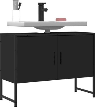 vidaXL Mobile Lavabo Bagno Nero 60x30x60 cm Legno Multistrato - Vidaxl