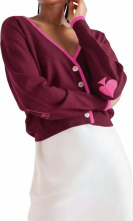 Brodie Queen Of Hearts Cardigan In Cherry/diva Pink