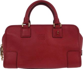 Loewe Amazona Bag Leather Red Leather Handbag (Pre-Owned)