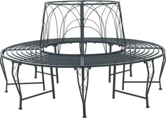 vidaXL Banco De &Aacute;rbol 8-n&uacute;mero De Plazas &Oslash; 160 X 89 Cm Acero Vidaxl
