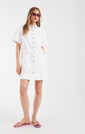 Levi's Vestito camicia corto in denim bianco con bottoni