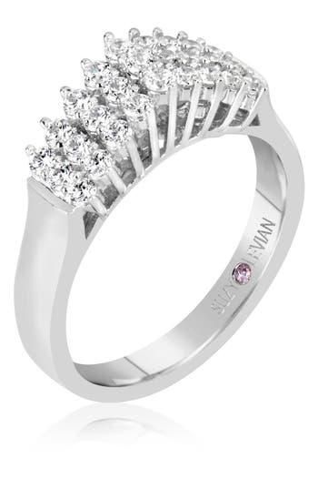 Suzy Levian Sterling Silver White Cubic Zirconia 3-Row Ring at