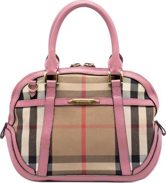 Burberry Pre-owned Burberry Small Leather Trimmed House Check Canvas Bridle Orchard Satchel Ladies E9SP3O3G9E8KDWD3