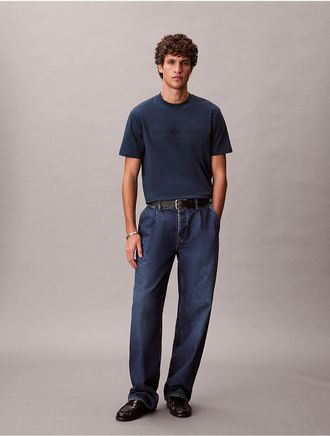 Calvin Klein Jeans Calvin Klein Mens Embossed Logo Classic T-Shirt - Blue - 2XL