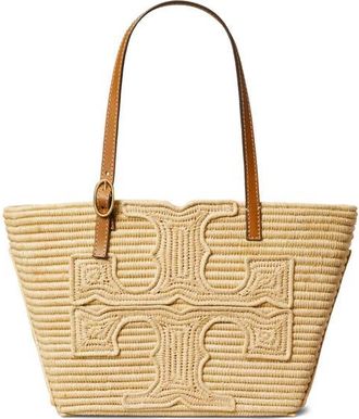 Tory Burch Ella Small Structure Straw Tote in Natural at Nordstrom
