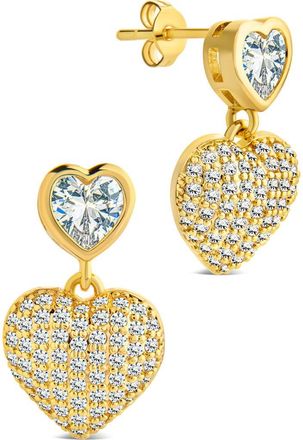 Sterling Forever Double Heart Drop Earrings in Gold at Nordstrom Rack