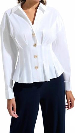 Joseph Ribkoff Stretch Taffeta Fit & Flare Blouse In Vanilla