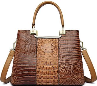 Generic Genuine Leather Satchel Handbag for Women Fashion Purse Top Handle Crossbody Bag Large Ladies Tote Shoulder Bags (Yellow)