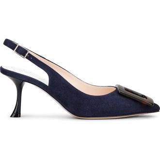 Roger Vivier Viv in the City Tortoise Buckle Slingback Pump in Galassia Scuro at Nordstrom, Size 7.5Us