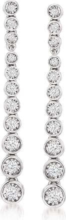 Ross-Simons Bezel-Set Diamond Drop Earrings in Sterling Silver