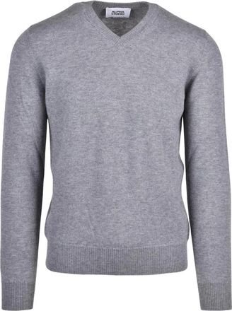 Alpha Studio Pullover met V-hals - Heren - V-hals truien - Grijs - M - Wol - Truien & Vesten