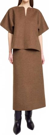 By Malene Birger Palomie Midi Skirt In Dark Brown Melange