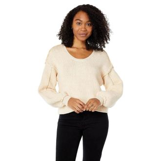 Saltwater Luxe Everlee Sweater Womens Beige Long Sleeve Scoop Neck JZZ391