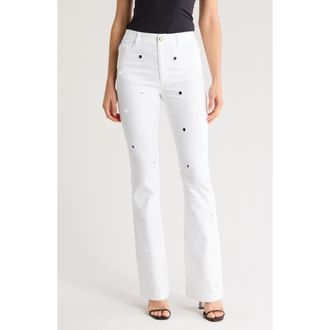 Cinq &agrave; Sept Shilene Mirror Sequin Flare Pants in White at Nordstrom Rack, Size 12