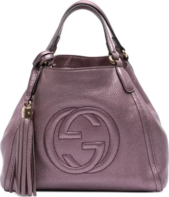 Gucci Pre-owned Womens Soho Tote Bag Embossed Logo - Rose Gold Leather - One Size