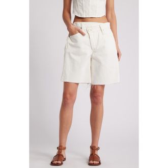 Free People Boomerang Long Denim Shorts in Snowcone at Nordstrom, Size 28