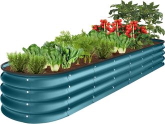 Best Choice Products 8x2x1ft Outdoor Metal Raised Oval Garden Bed, Planter Box for Vegetables, Flowers